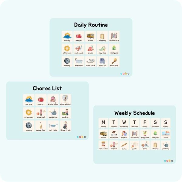 cubo toys cubo sticky schedules guide cards daily routine chores list weekly schedule social image